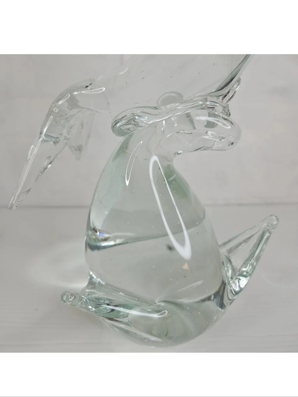 Clear Glass Dolphin Figurine - Decorative Aquarium Accent